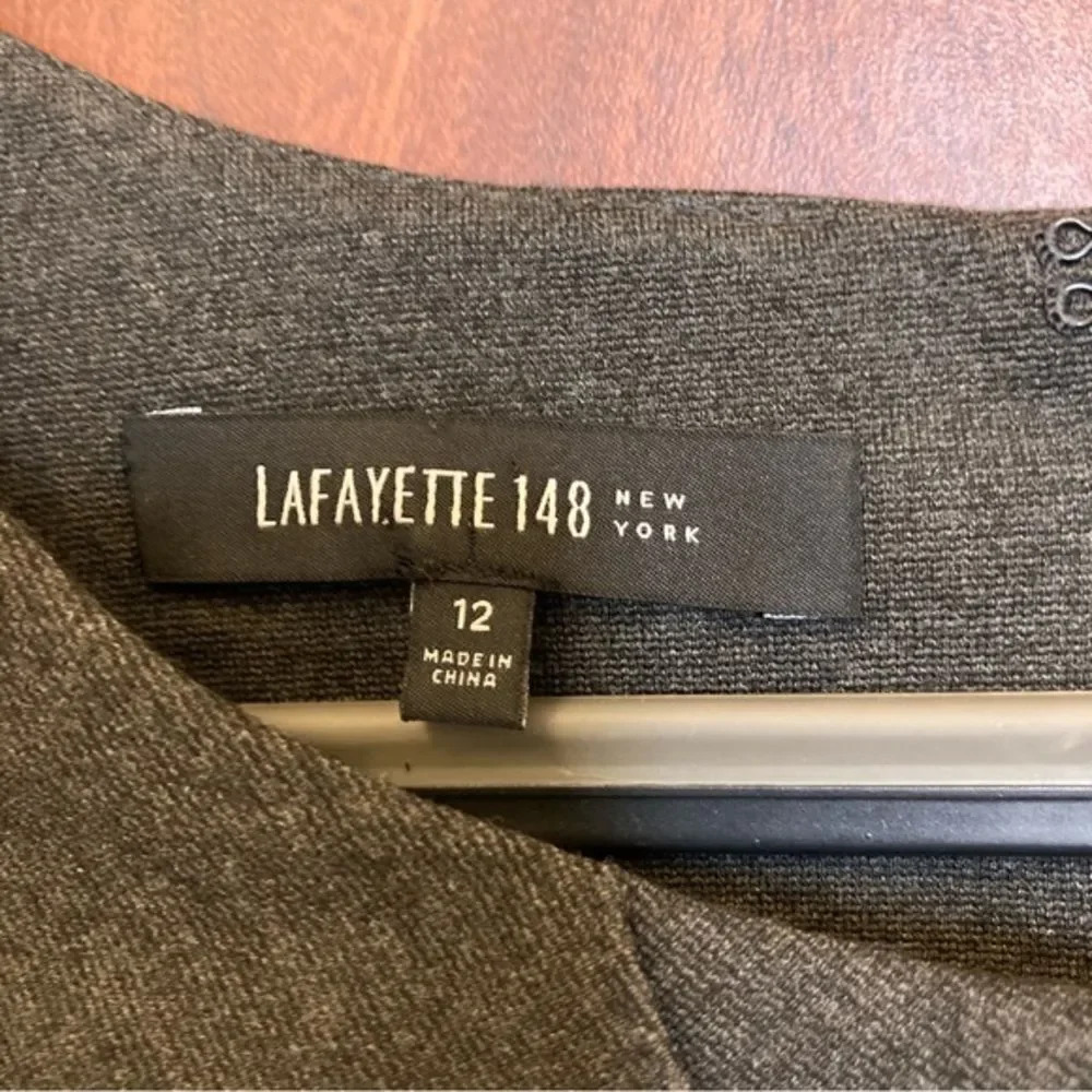 LAFAYETTE 148 New York Gray Sheath Dress Size 12 - Picture 3 of 6
